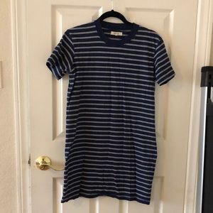 Navy & white Madewell stripe mini t-shirt dress